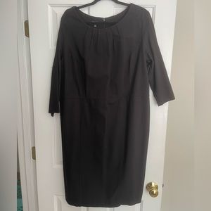 Talbots Black A-Line Shift Dress With Pleated Details